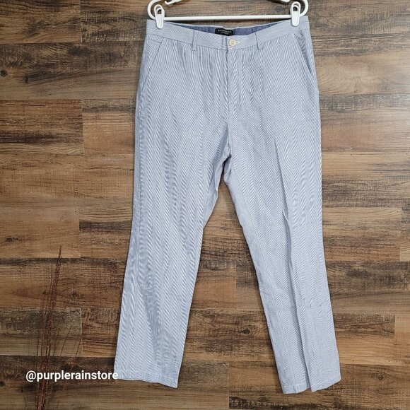 Banana Republic Kentfield Pants 33x30 Linen Cotton Stripe Pockets Preppy Coastal - Picture 1 of 11